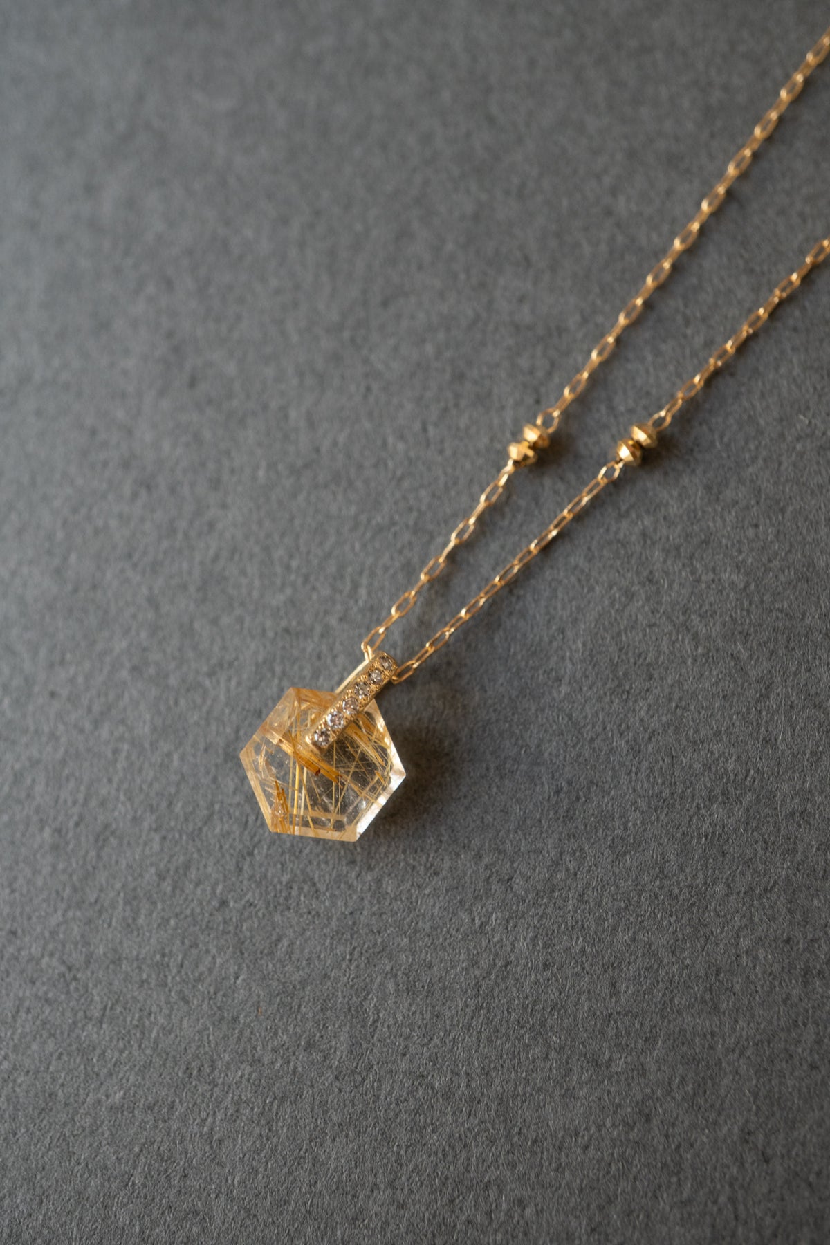MONAKA jewellery Hibiki Rutile Quartz Pendant Charm Top /K18