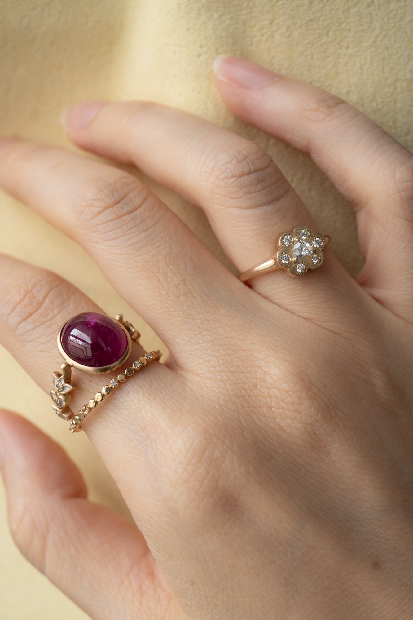 bohem Moon Phase Ring with Diamond /K10 - patchouli Exclusive