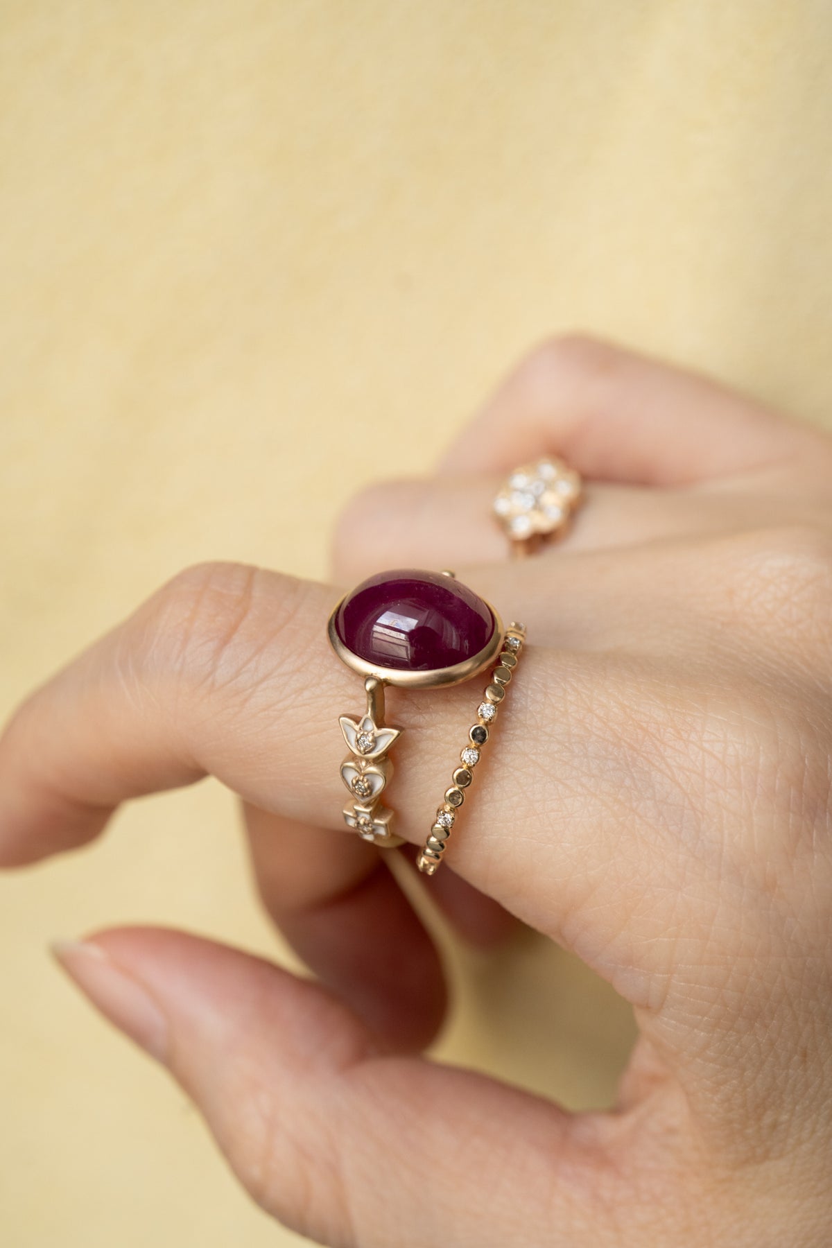 bohem Moon Phase Ring with Diamond /K10 - patchouli Exclusive