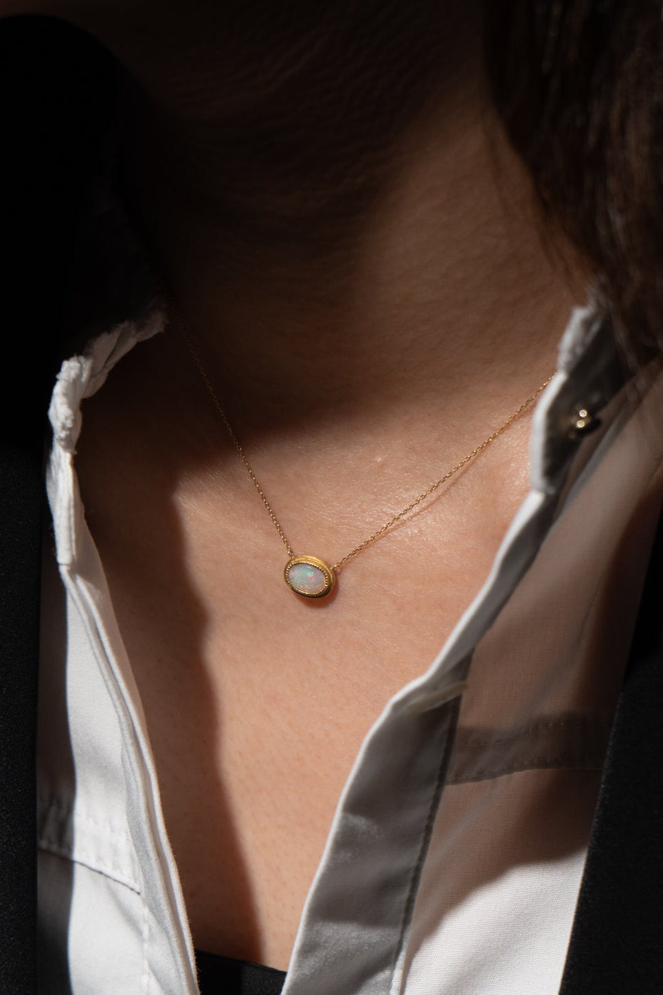 MONAKA jewellery Milgrain Opal Necklace /K18