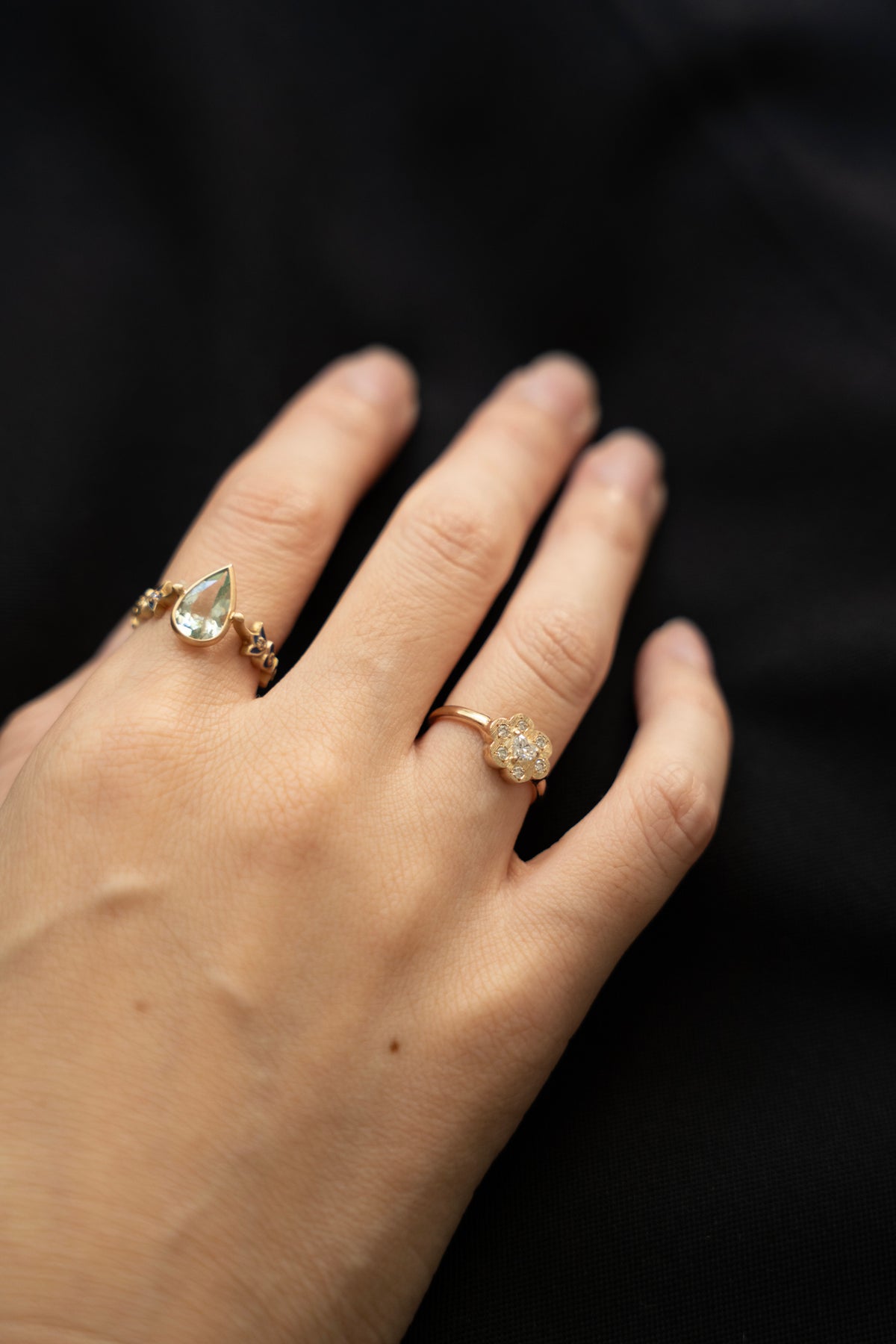 bohem Cotton Flower collection Ring Heart Diamond /K10