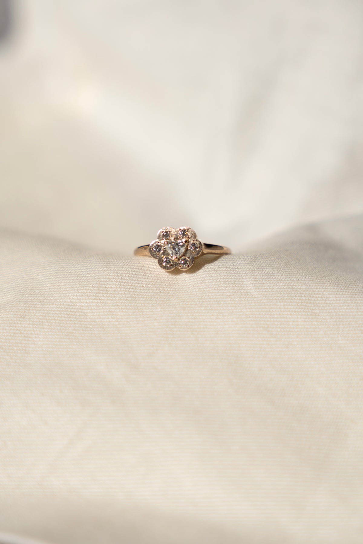 bohem Cotton Flower collection Ring Heart Diamond /K10