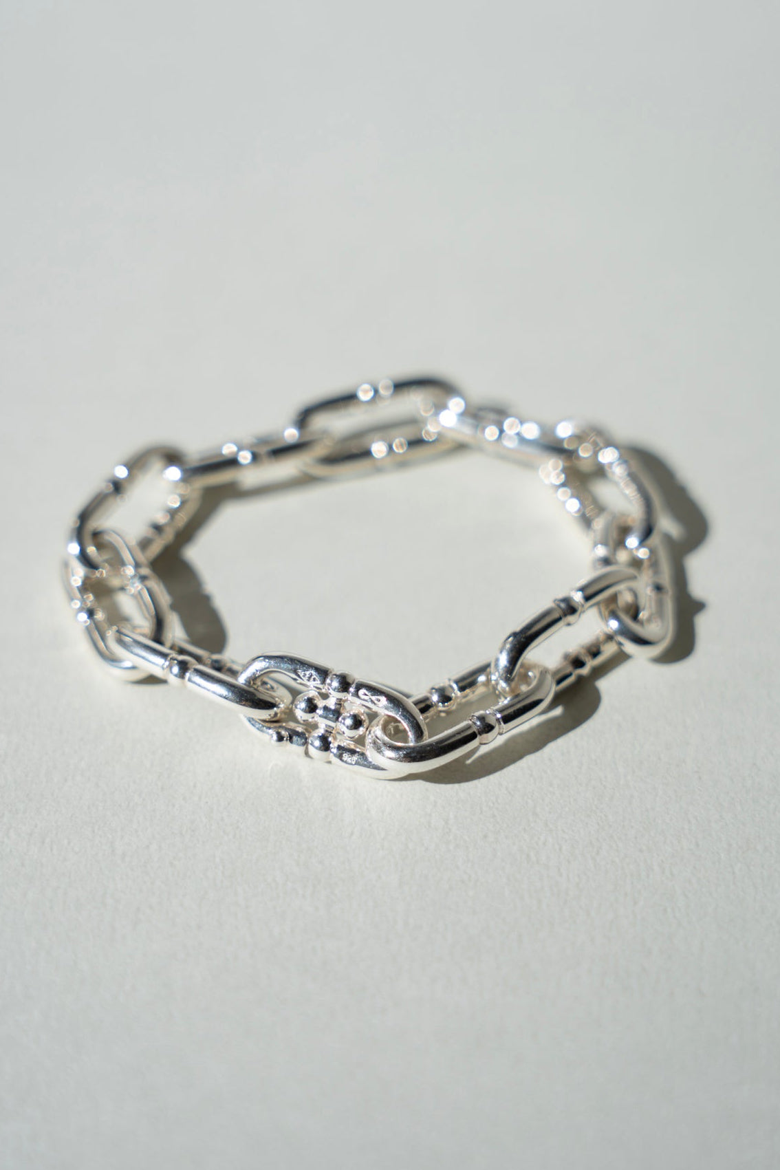 WAKAN SILVER SMITH Breastplate Chain Link Bracelet /Silver