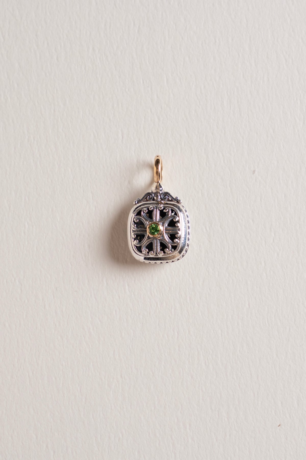 GEROCHRISTO Roxana Square Charm Top Tsavorite Garnet /K18&Silver