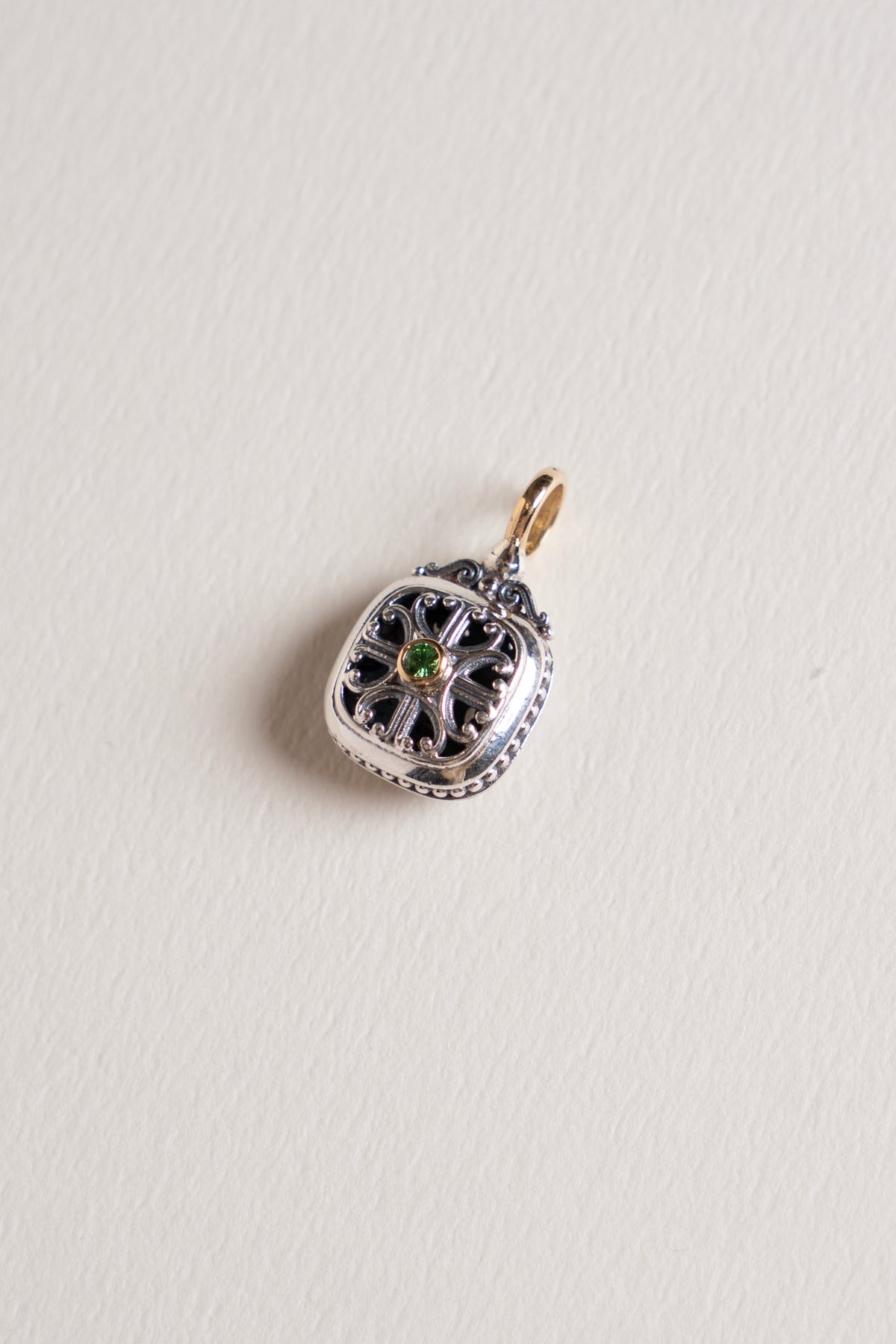 GEROCHRISTO Roxana Square Charm Top Tsavorite Garnet /K18&Silver