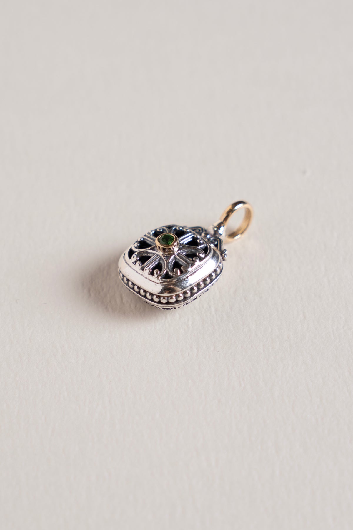 GEROCHRISTO Roxana Square Charm Top Tsavorite Garnet /K18&Silver