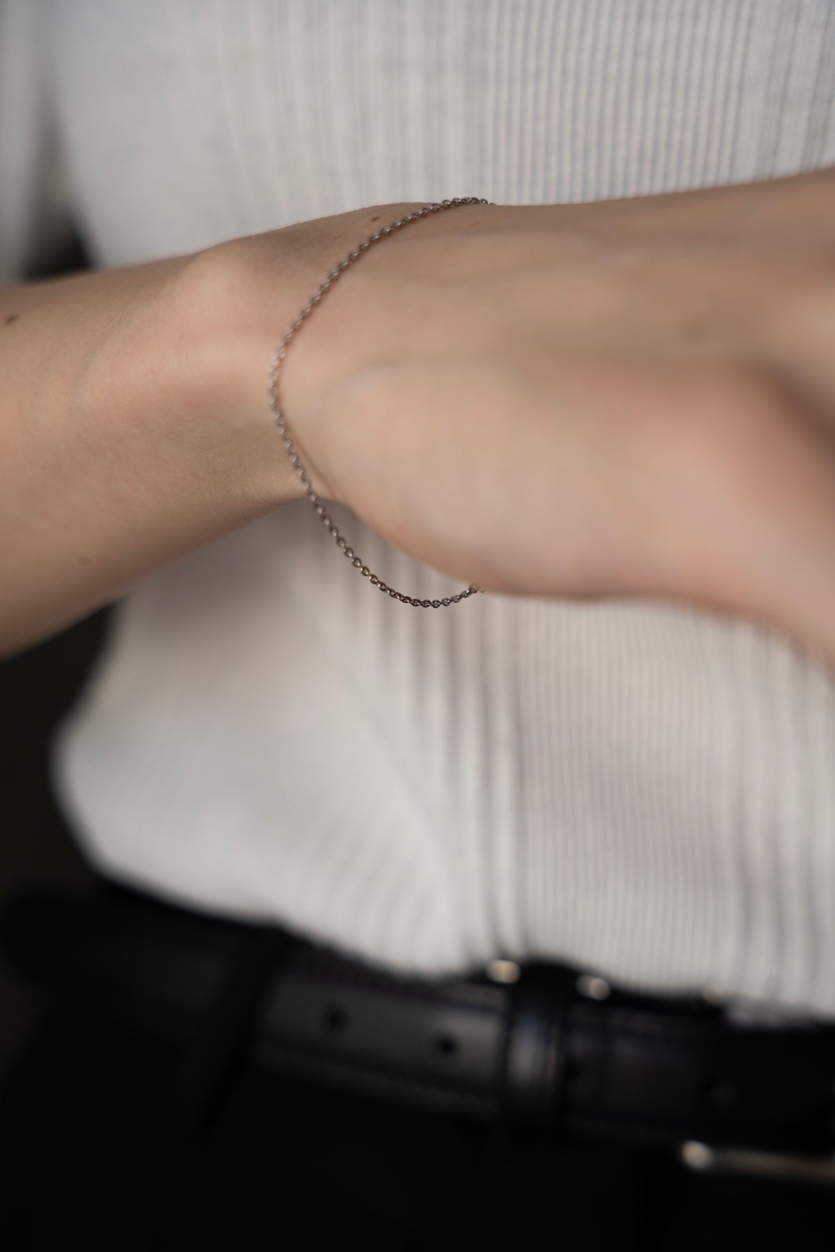 Seta Oval Chain Bracelet /PT850&K18