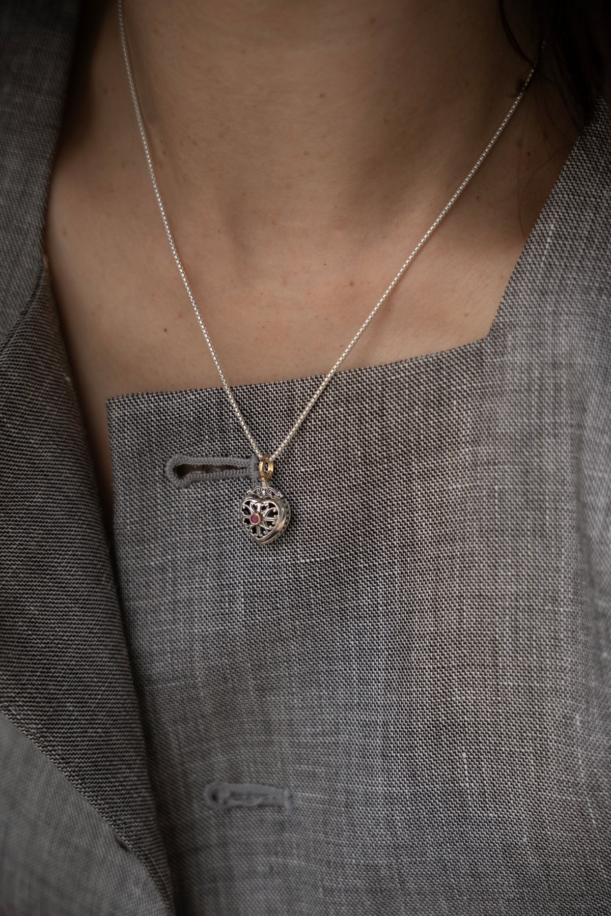 GEROCHRISTO Roxana Heart Charm Top Ruby /K18&Silver