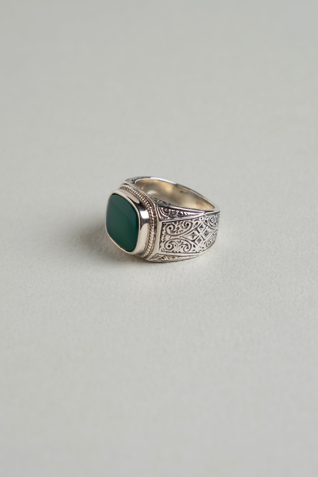 Gerochristo Classic Signet Ring Green Agate ジェロクリスト