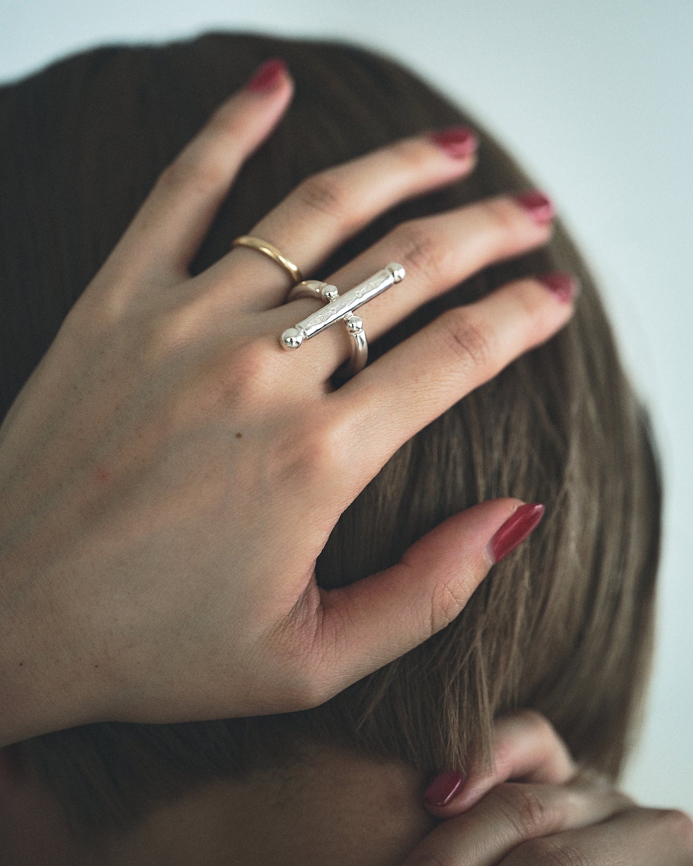 WAKAN SILVER SMITH Breastplate Ring Cross /Silver