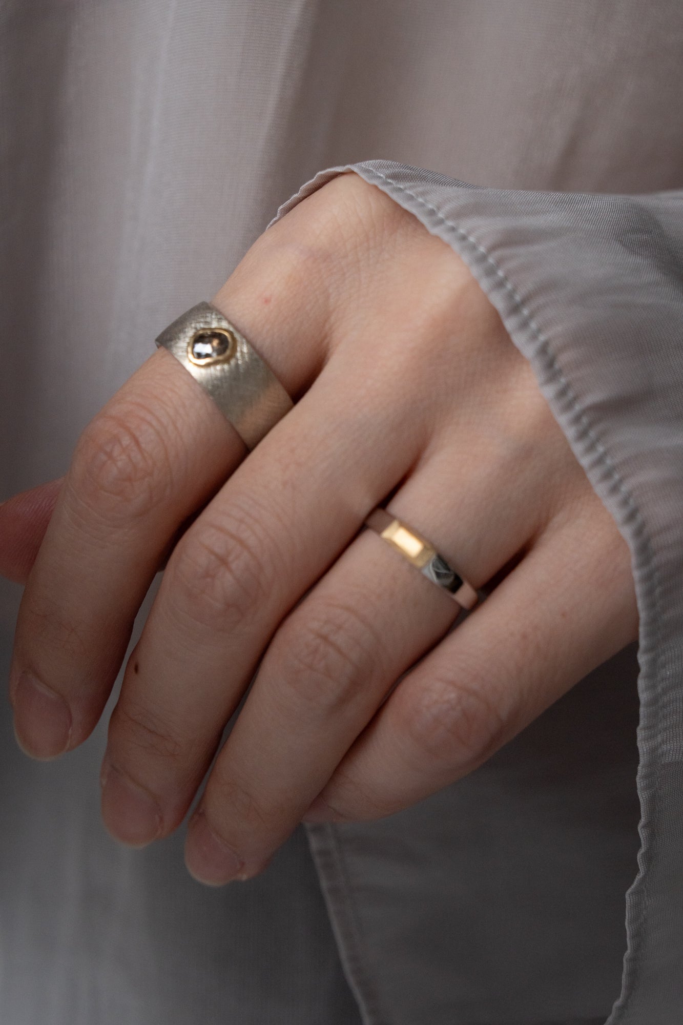 simmon BAGUETTE SIGNET RING 3.2 /K18&PT900