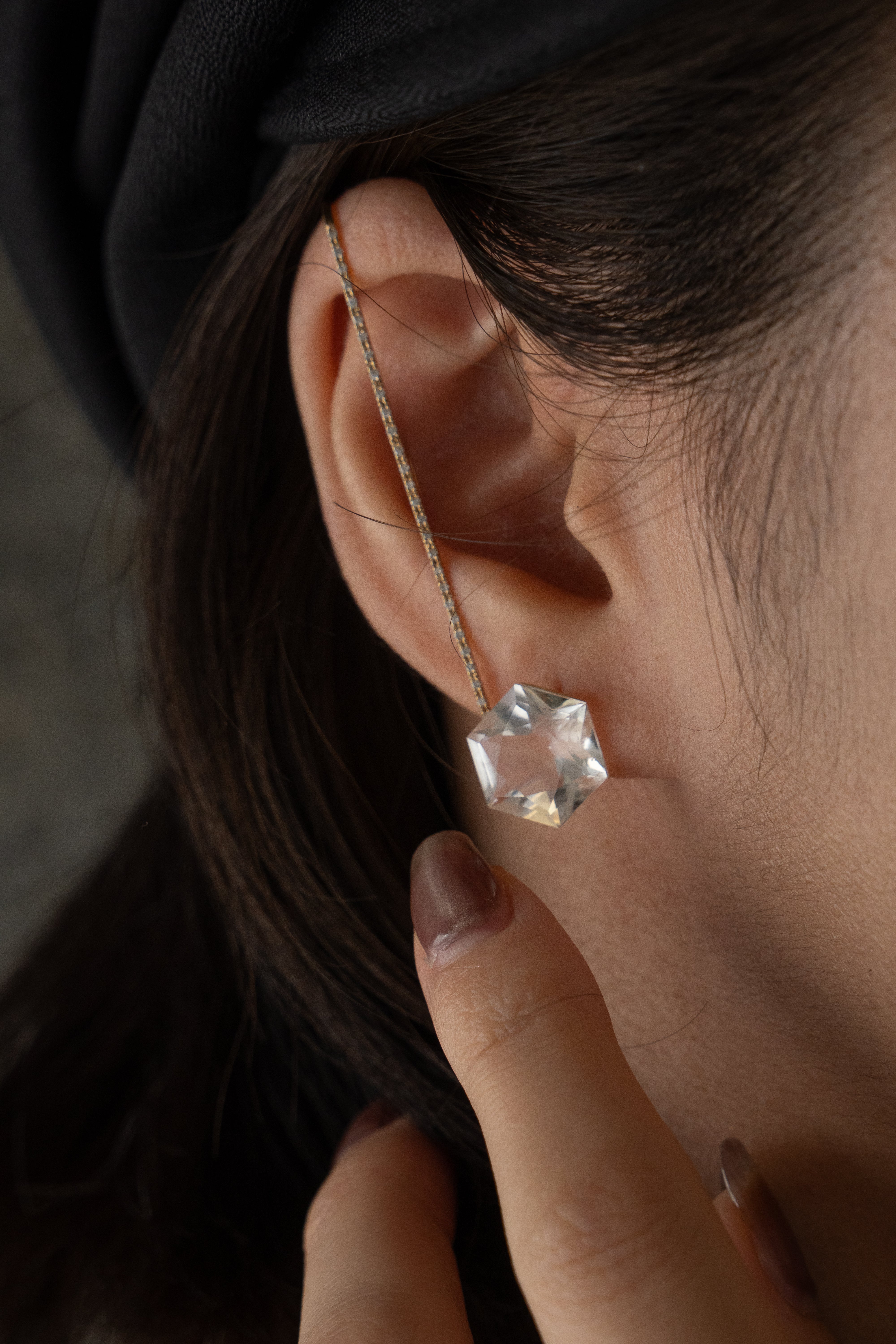 simmon Seta Hexagon quartz pierced earring シモン セータ クォーツ