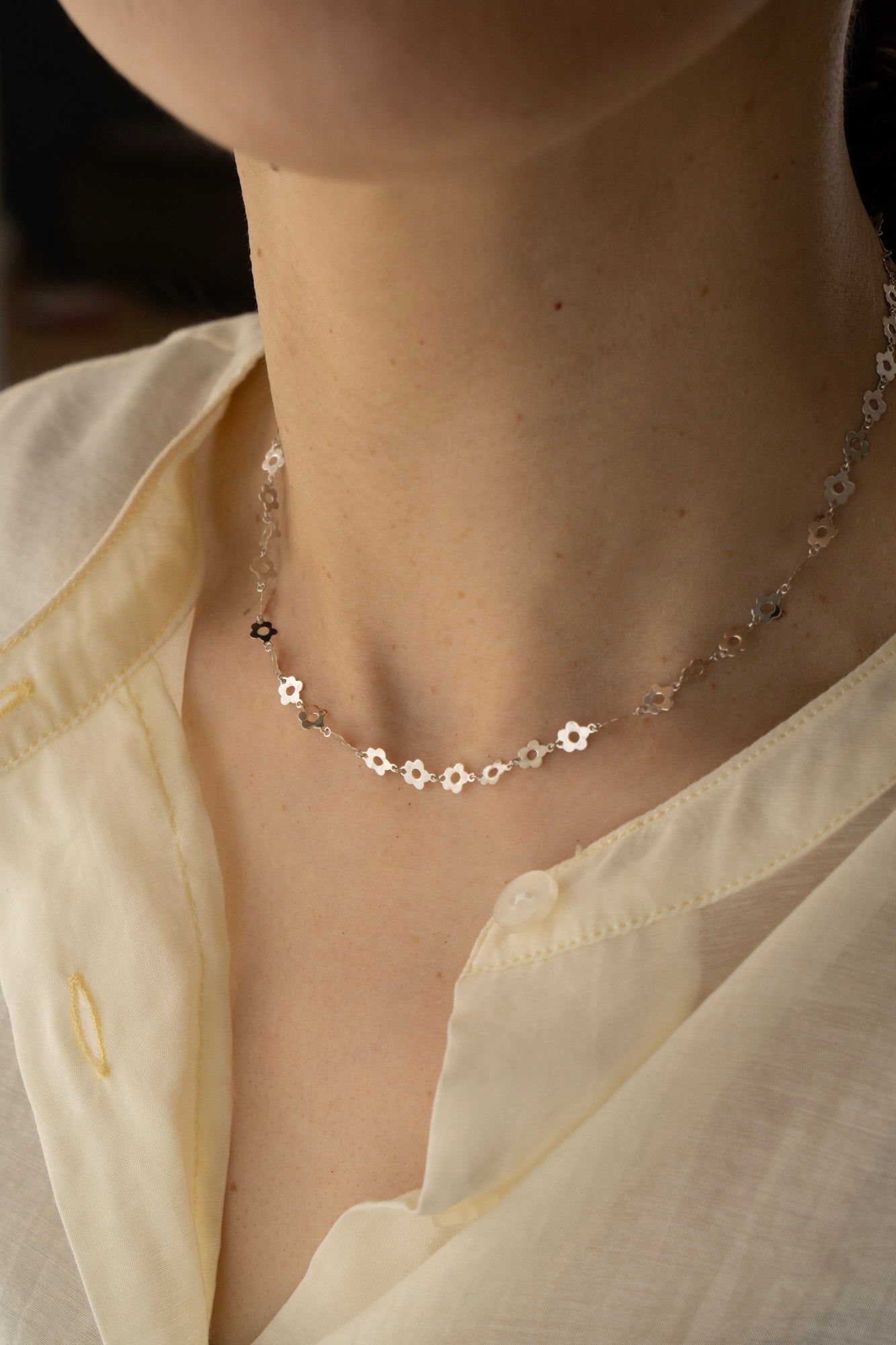 bohem Loop×Loop Flower Necklace B / Silver