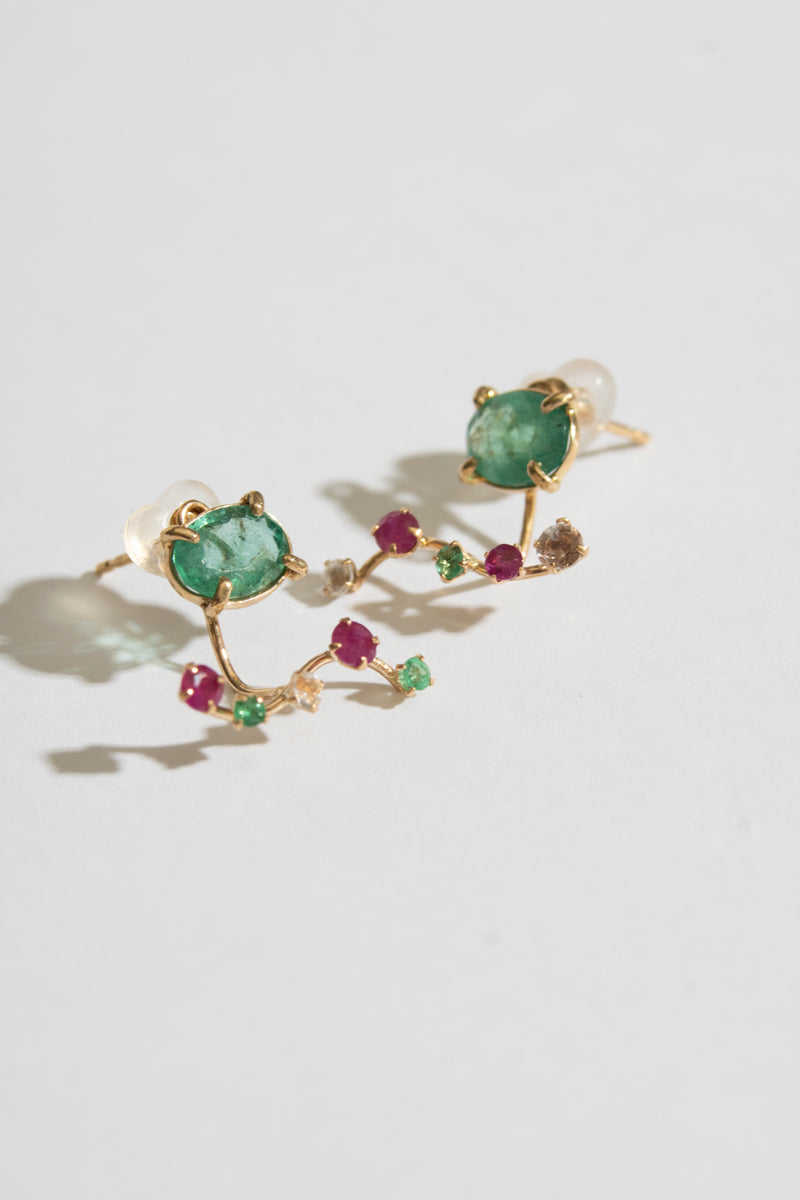 patchouli 別注 bohem fairy earrings Emerald pierced earrings /K10