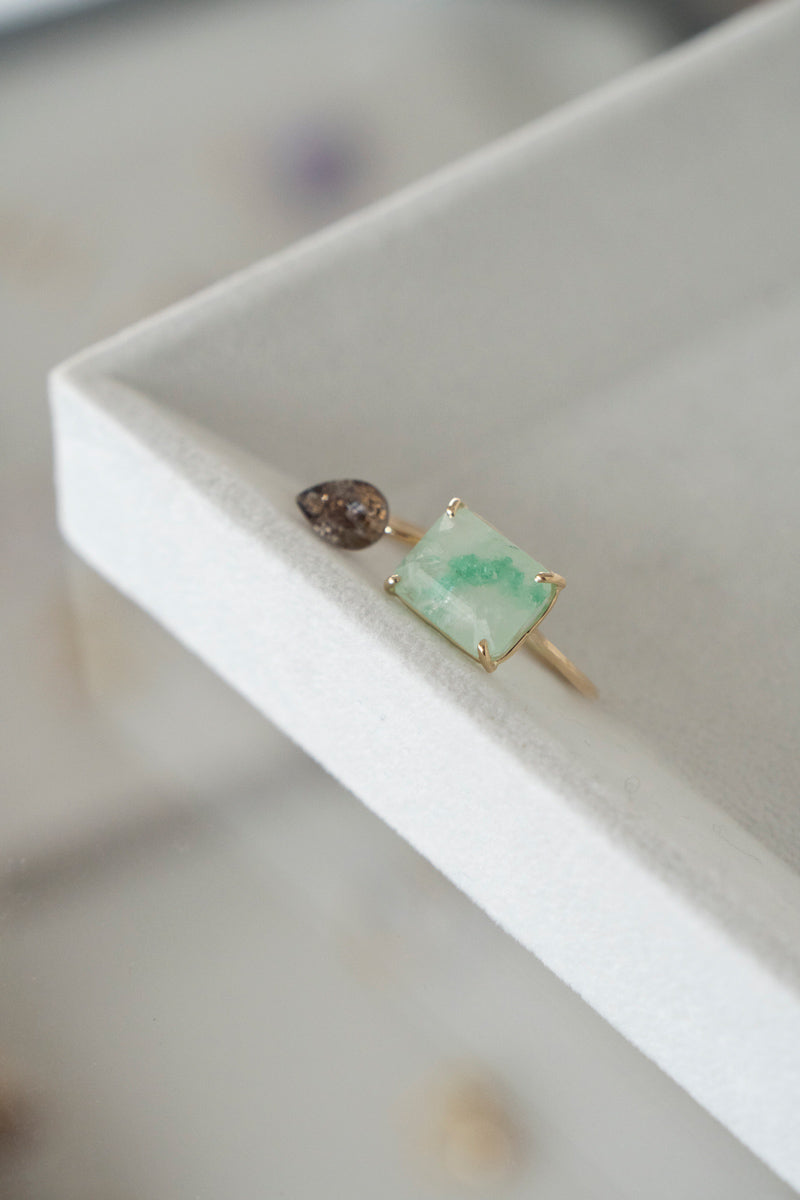 patchouli 別注 bohem Loose Stone Collection Emerald in quartz ring /K10