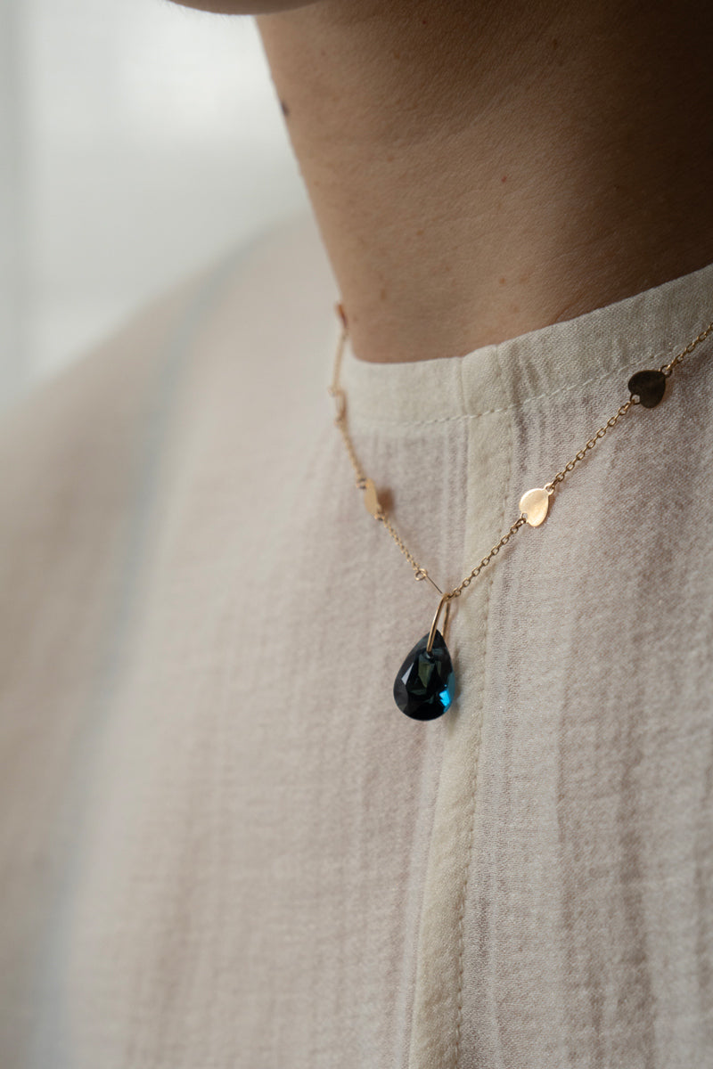 bohem Necklace Charm Top London Blue Topaz /K10