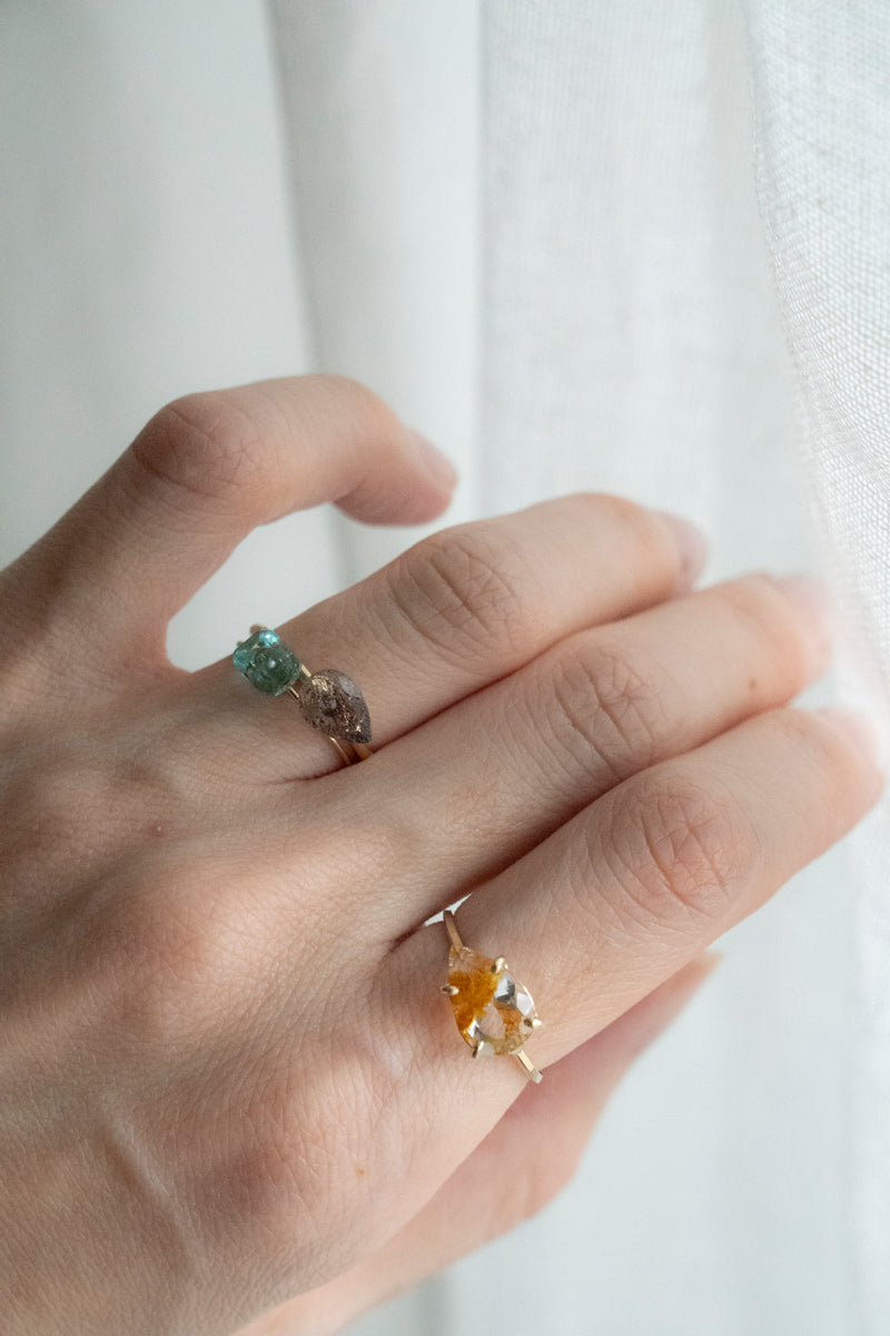 patchouli special order bohem Loose Stone Super seven quartz ring /K10