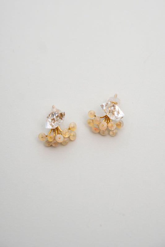 bohem fairy earrings ハーキマークォーツ×オパールピアス/K10