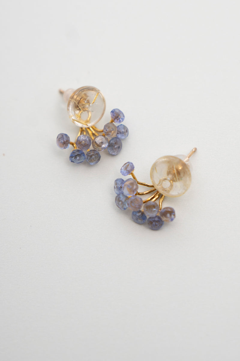 bohem fairy earrings rutilated quartz &amp; tanzanite earrings &amp; earrings/K10