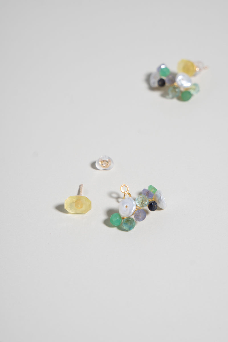 bohem fairy earrings one of kind プレナイト×グリーンMIXピアス/K10