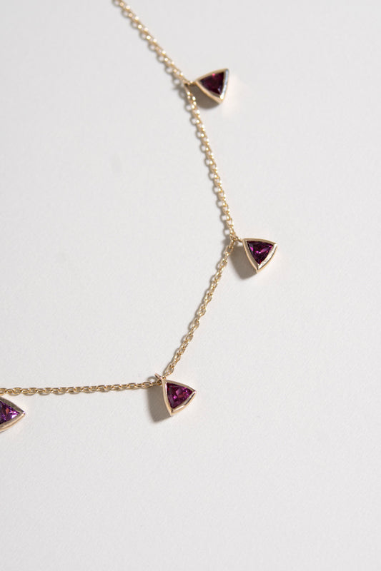 bohem Queen triangle rhodolite garnet necklace ロードライトガーネットネックレス/K10