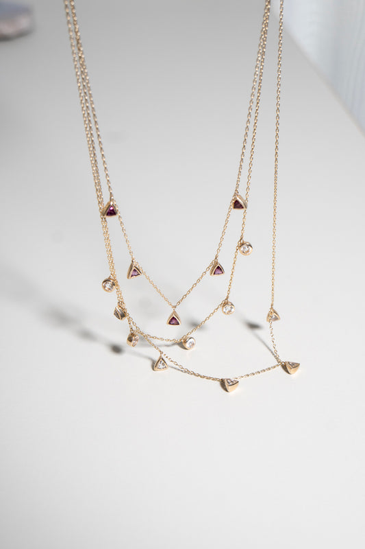 bohem Queen triangle rhodolite garnet necklace ロードライトガーネットネックレス/K10