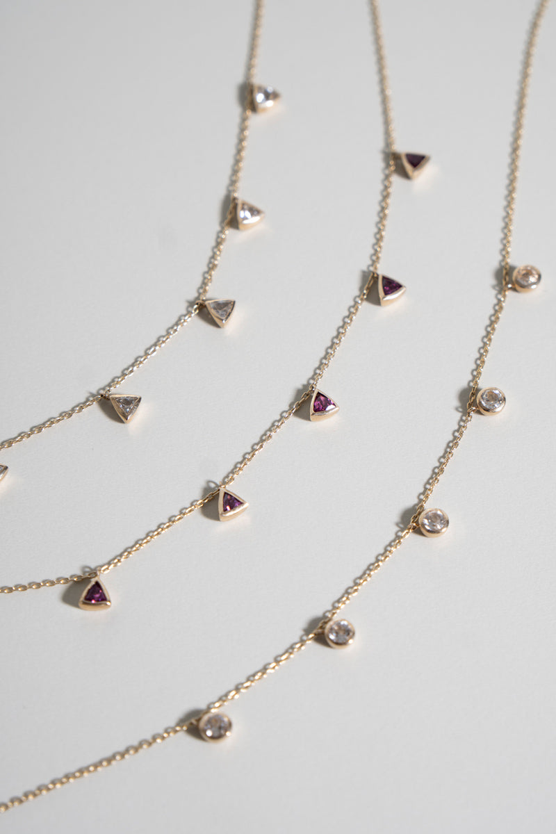 bohem Queen triangle rhodolite garnet necklace ロードライトガーネットネックレス/K10