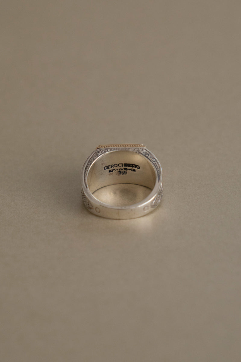 Gerochristo Classic Signet Ring Onyx /SV&amp;K18