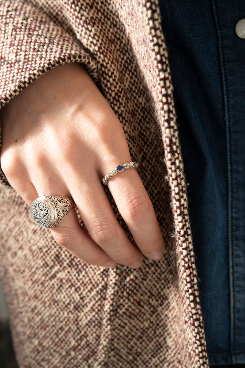 Gerochristo Eden's Garden Ring Blue Sapphire /SV&amp;K18