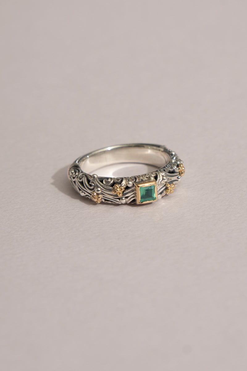Gerochristo Kynthia Ring Green Agate /SV&amp;K18
