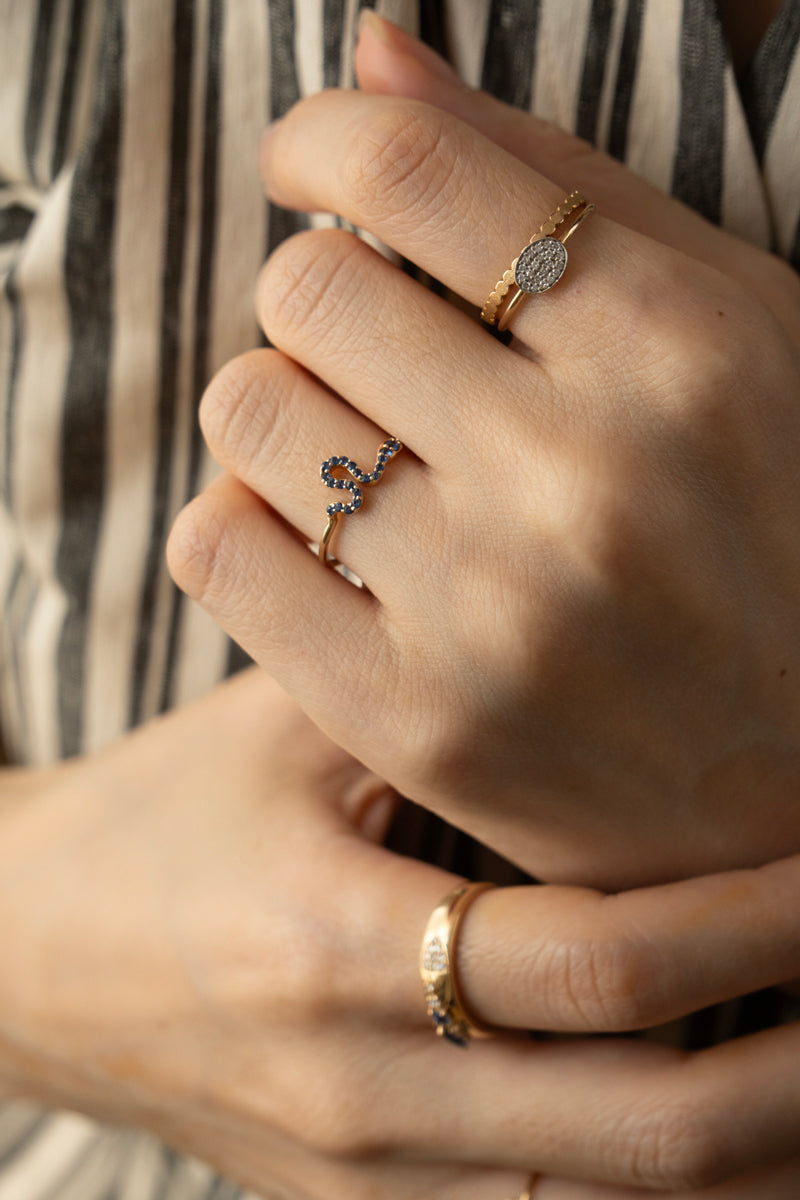 Snake Ring Blue Sapphire /K14