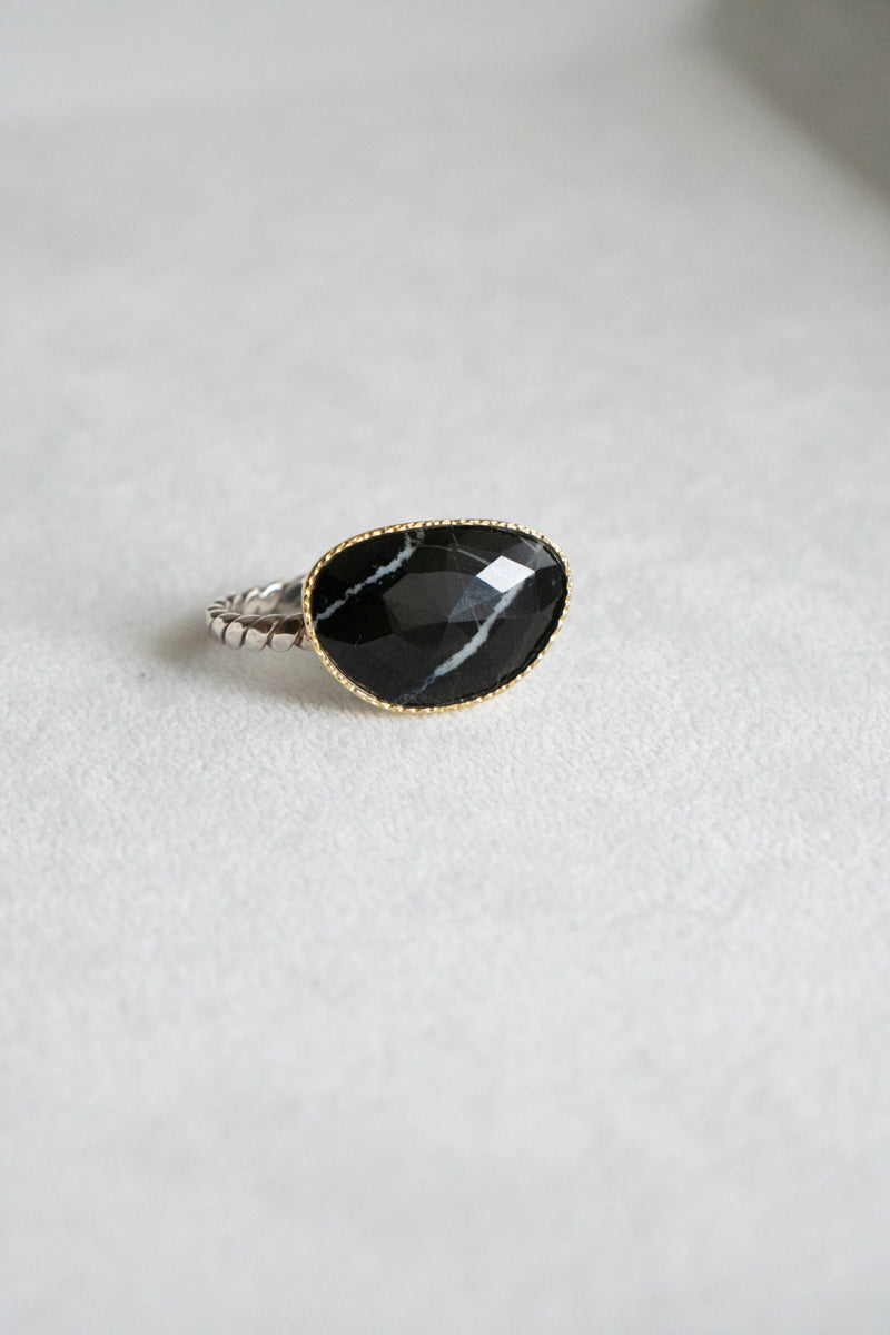 LiniE AIR ring black zebra /K18&amp;Silver