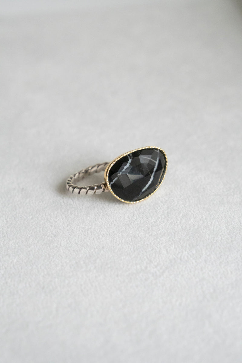 LiniE AIR ring black zebra /K18&amp;Silver