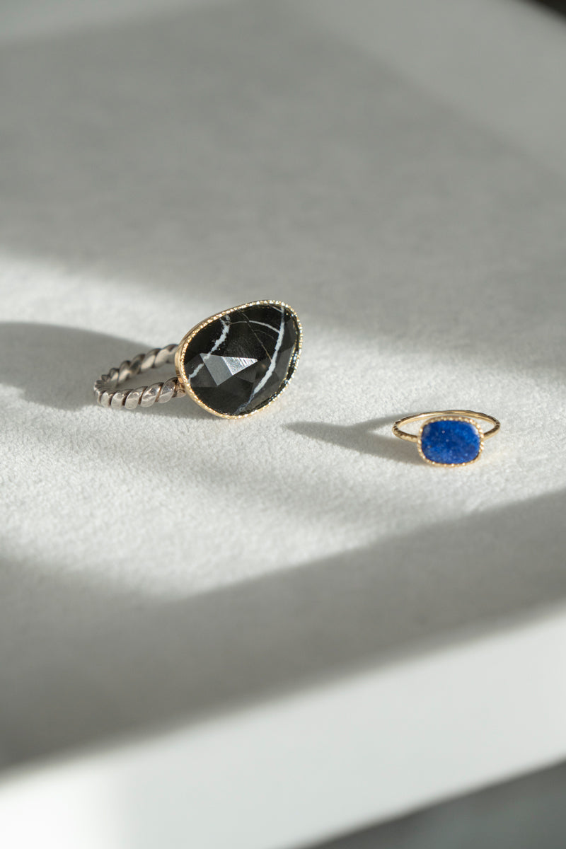 LiniE AIR ring black zebra /K18&amp;Silver
