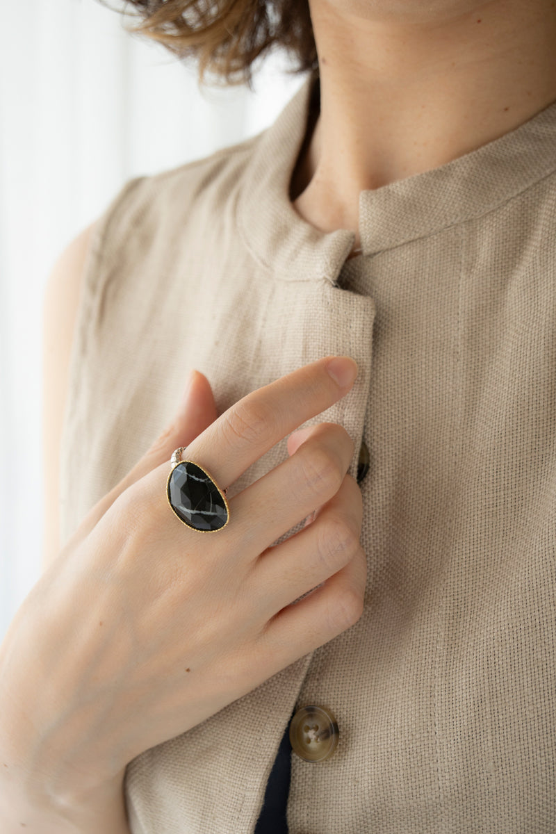 LiniE AIR ring black zebra /K18&amp;Silver