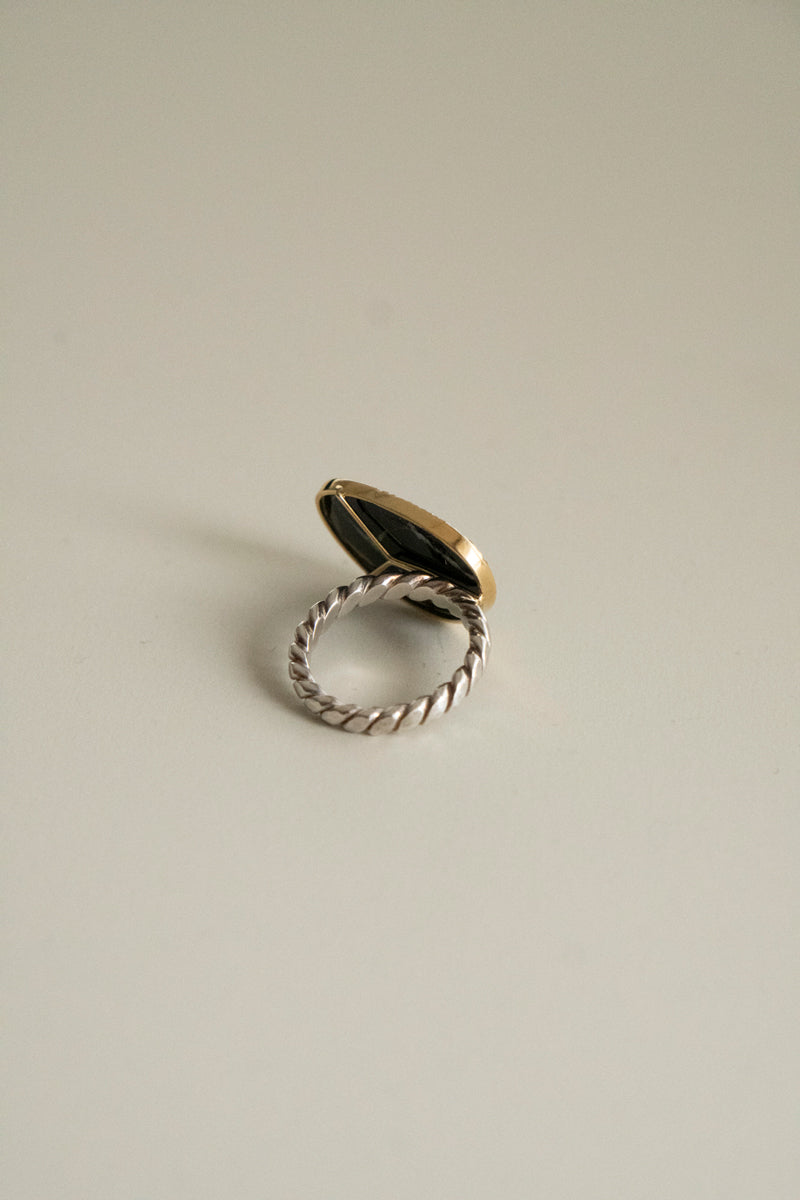 LiniE AIR ring black zebra /K18&amp;Silver