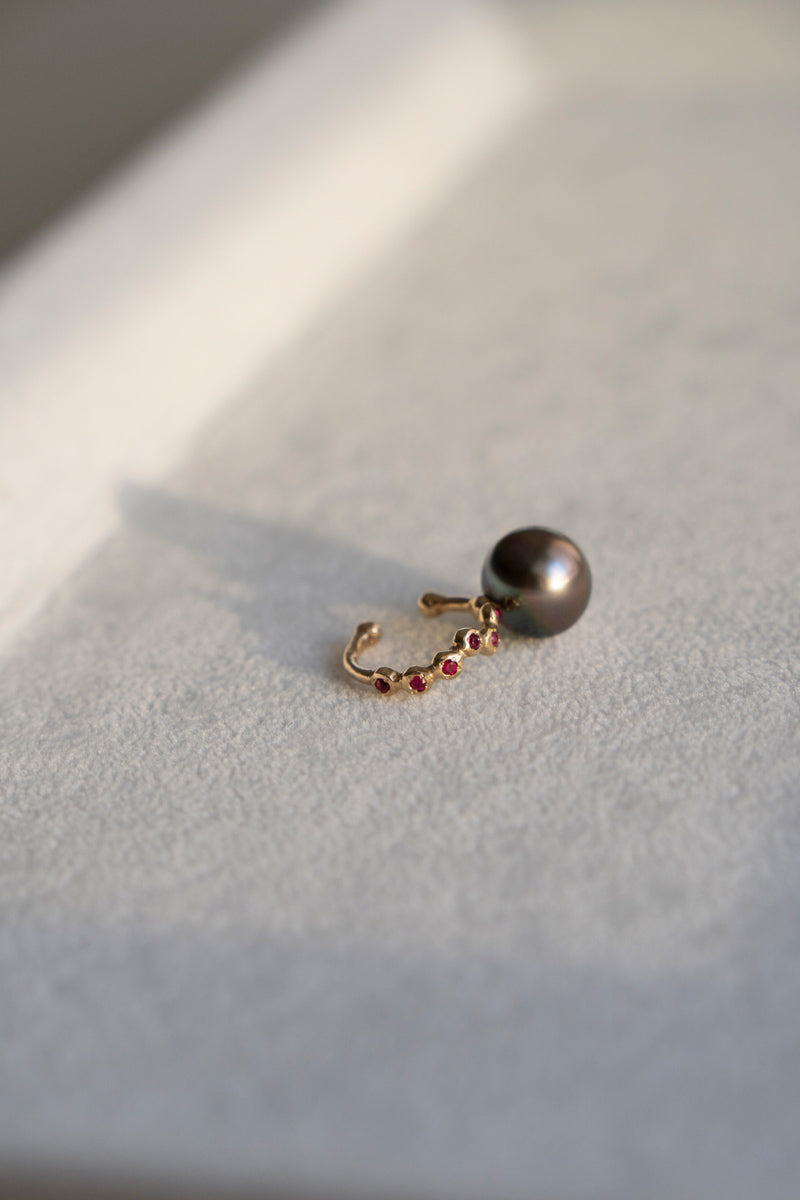 MINIMUMNUTS South sea pearl cup ruby ear cuff 南洋パールイヤカフ/K10