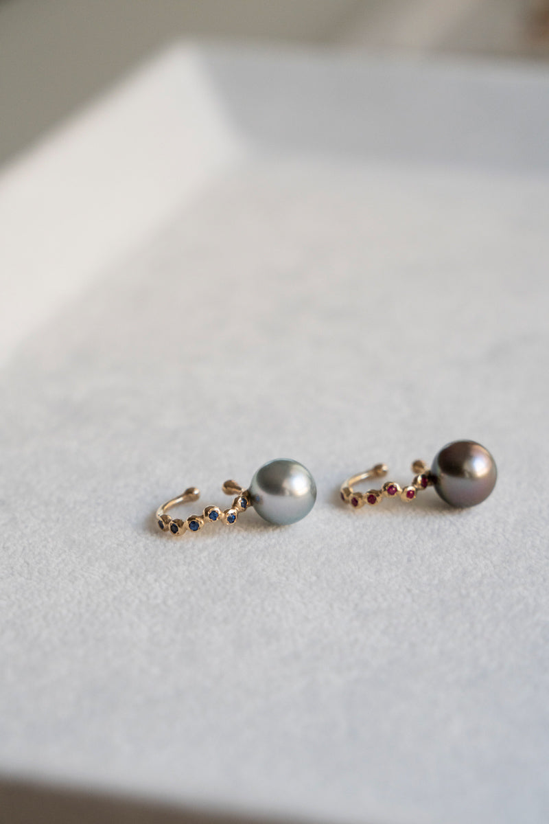 MINIMUMNUTS South sea pearl cup ruby ear cuff 南洋パールイヤカフ/K10