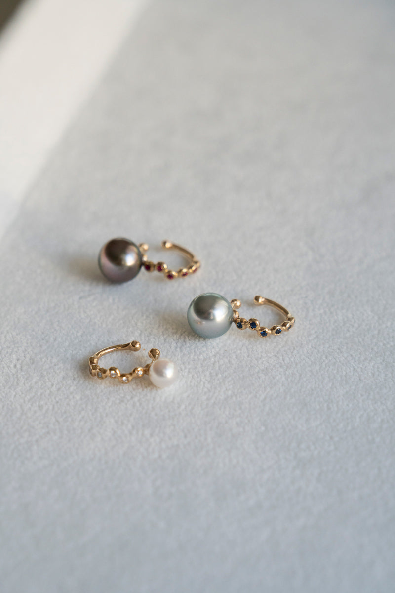 MINIMUMNUTS South sea pearl cup ruby ear cuff 南洋パールイヤカフ/K10