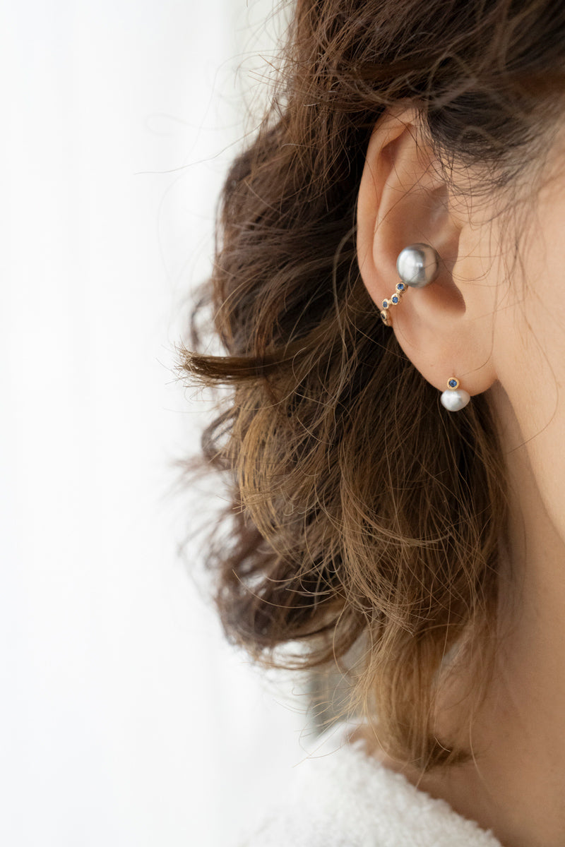 MINIMUMNUTS South sea pearl cup blue sapphire ear cuff /K10 