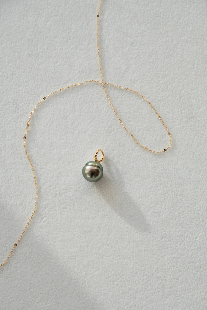 MINIMUMNUTS South sea Pearl necklace charm 黒蝶パールネックレスチャーム/K18