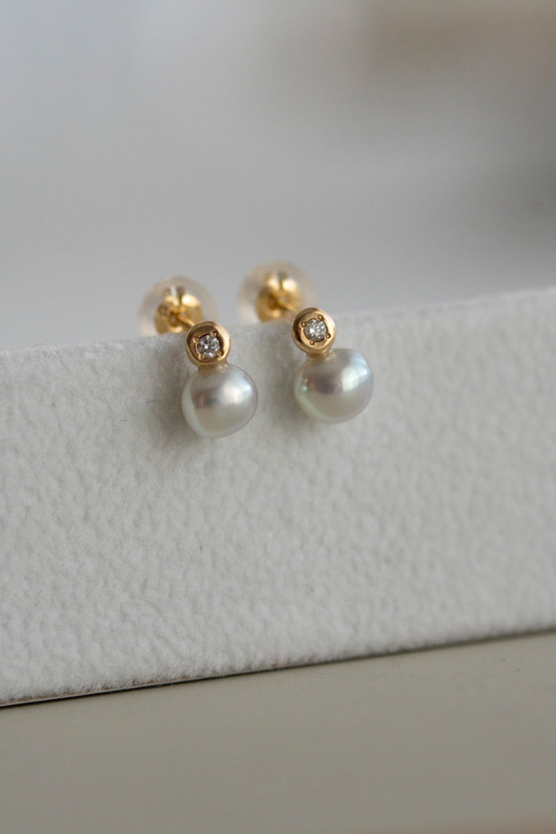 MINIMUMNUTS AKOYA baroque pearl pair mini pierce あこや真珠ペアミニピアス/K18