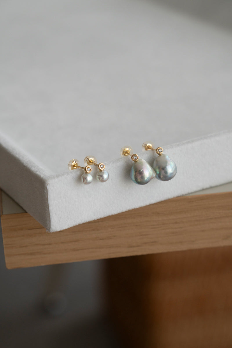 MINIMUMNUTS AKOYA baroque pearl pair mini pierce Akoya pearl pair mini pierce/K18