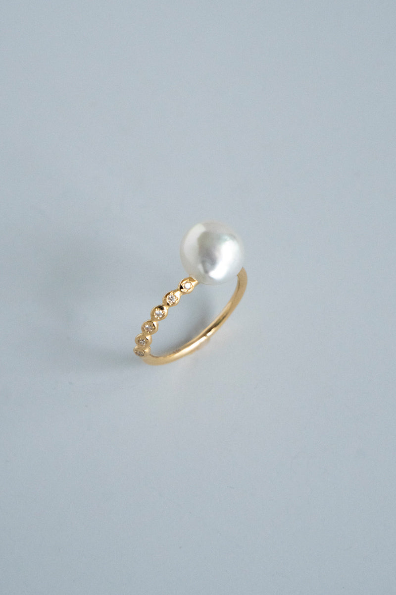 MINIMUMNUTS Cupring broque pearl diamond ring バロックパールリング/K18