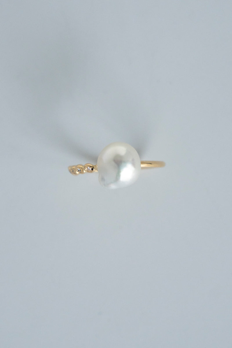 MINIMUMNUTS Cupring broque pearl diamond ring バロックパールリング/K18