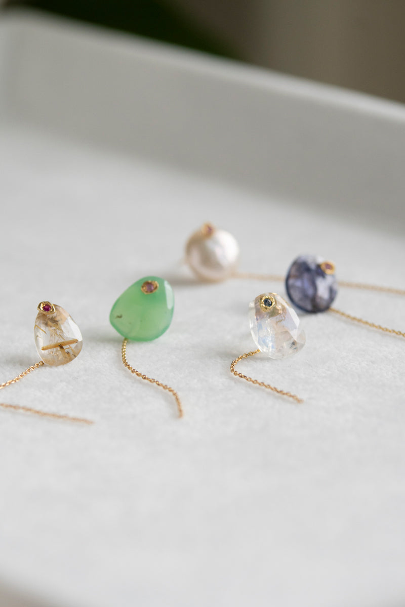 MONAKAjewellery flat Rainbow moonstone pierce Rainbow moonstone pierce/K18