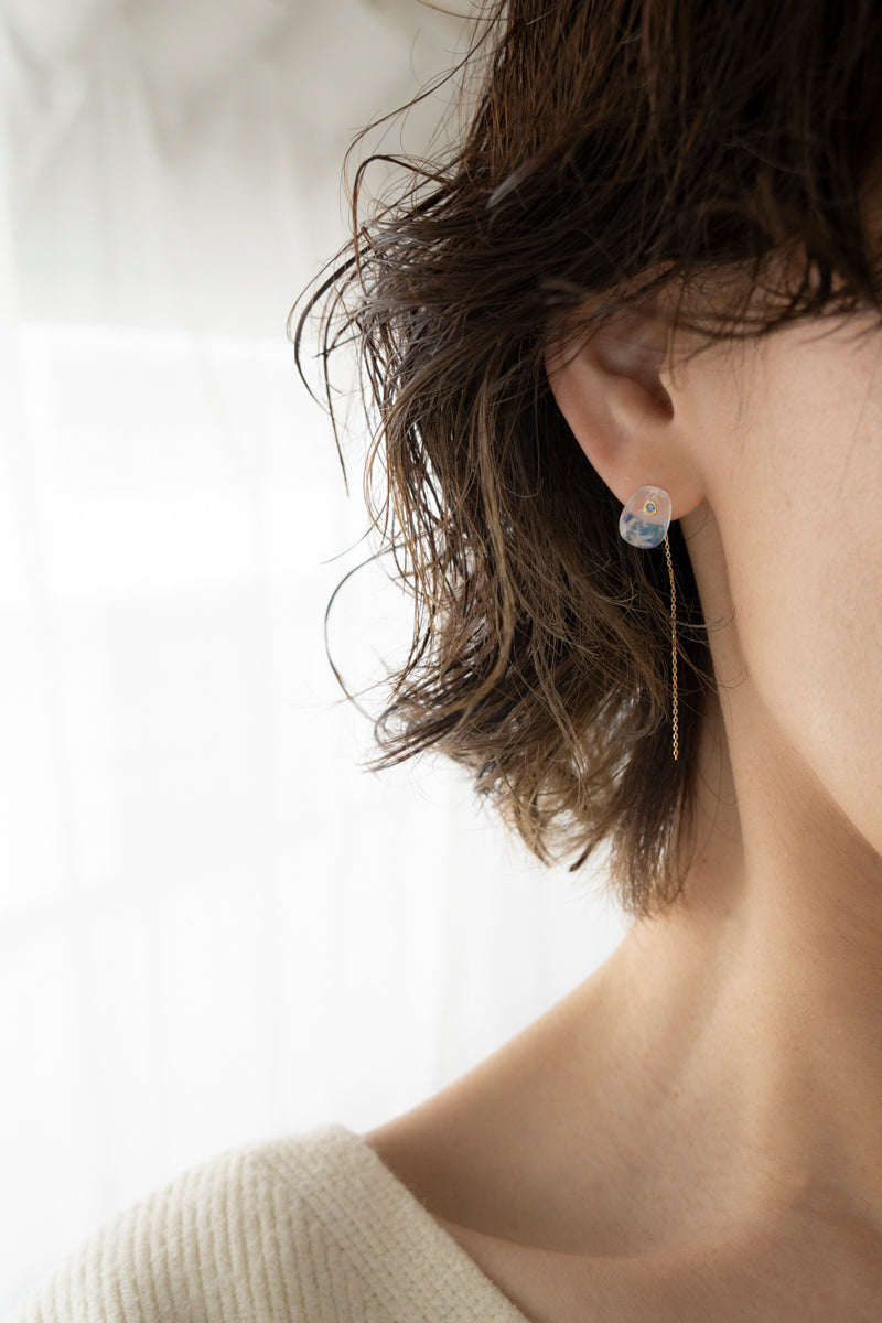 MONAKAjewellery flat Rainbow moonstone pierce Rainbow moonstone pierce/K18