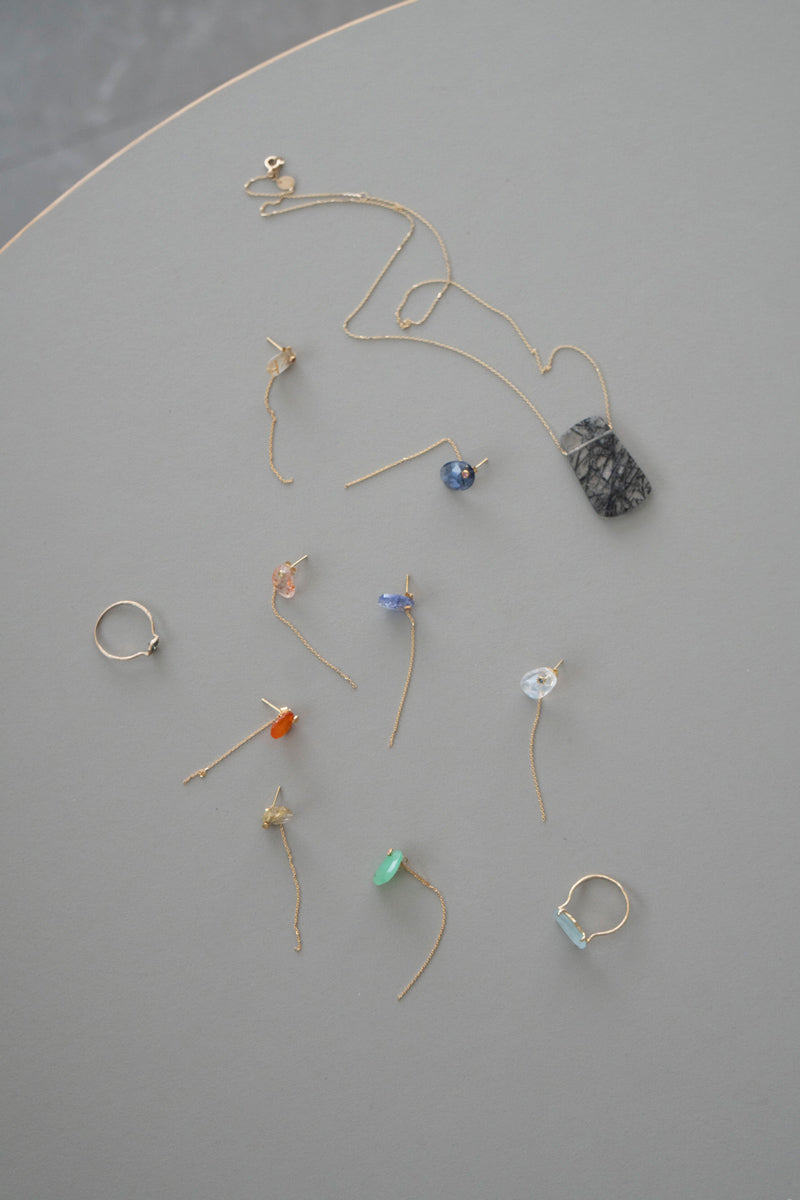 MONAKAjewellery flat Rainbow moonstone pierce Rainbow moonstone pierce/K18