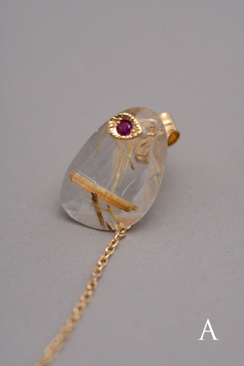 MONAKAjewellery flat golden rutile quartz pierce Golden rutile quartz pierce/K18