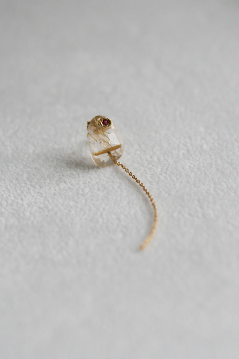 MONAKAjewellery flat golden rutile quartz pierce Golden rutile quartz pierce/K18